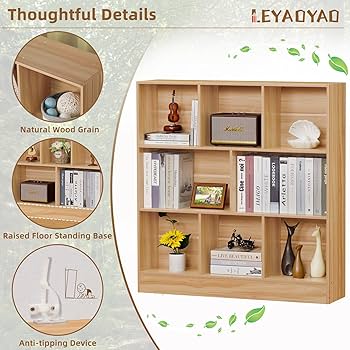 Amazon.com: LEYAOYAO 8 Cube Bookshelf with Base,3 Tier Mid